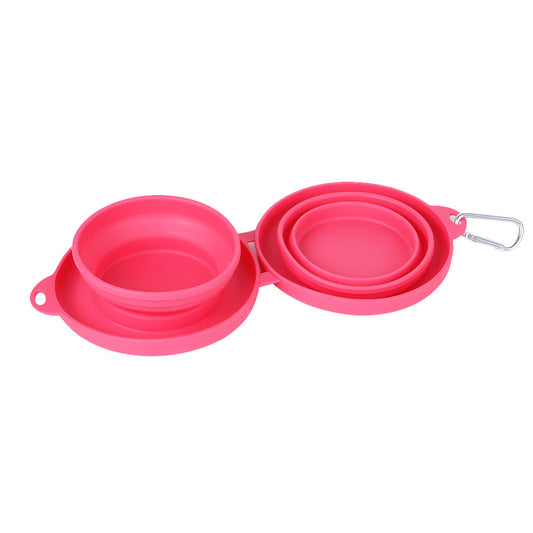 Double Foldable Rubber  Pet Feeding Bowl - Pet Square